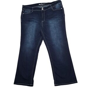 Wallflower Women's Jeans Curvy Fit 24W Dark Wash Bootcut Embellished Pockets